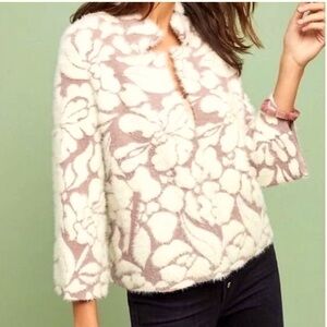 Anthropologie Cream & Mauve Floral Jacket